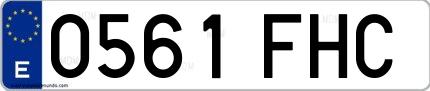 Ejemplo de matrícula española 0561 FHC