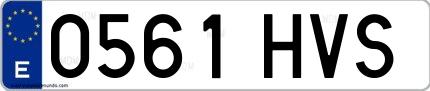 Ejemplo de matrícula española 0561 HVS
