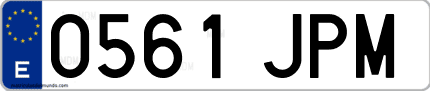 Ejemplo de matrícula de coche ordinaria 0561 JPM
