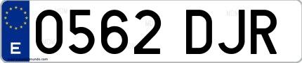 Ejemplo de matrícula española 0562 DJR