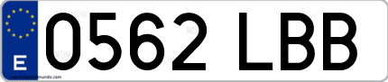 Ejemplo de matrícula de coche ordinaria 0562 LBB