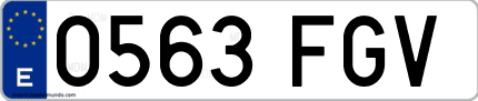 Ejemplo de matrícula de coche ordinaria 0563 FGV