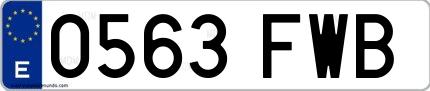 Ejemplo de matrícula española 0563 FWB