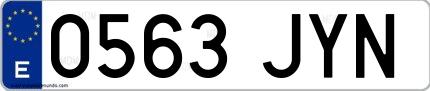 Ejemplo de matrícula española 0563 JYN