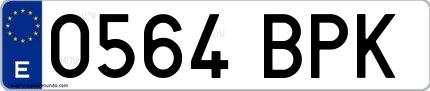 Ejemplo de matrícula española 0564 BPK
