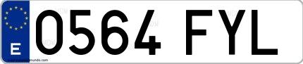 Ejemplo de matrícula española 0564 FYL