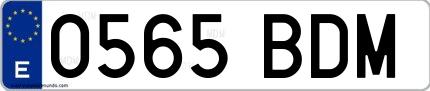 Ejemplo de matrícula española 0565 BDM