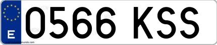 Ejemplo de matrícula española 0566 KSS