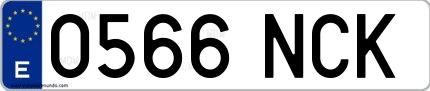 Ejemplo de matrícula española 0566 NCK