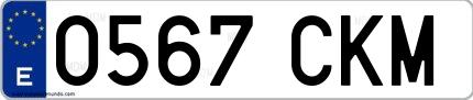 Ejemplo de matrícula española 0567 CKM