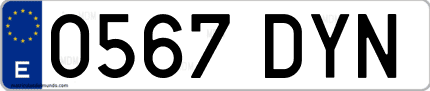 Ejemplo de matrícula de coche ordinaria 0567 DYN