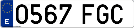 Ejemplo de matrícula de coche ordinaria 0567 FGC
