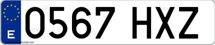 Ejemplo de matrícula española 0567 HXZ