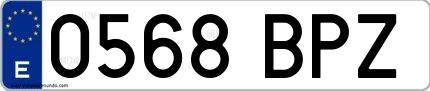 Ejemplo de matrícula española 0568 BPZ