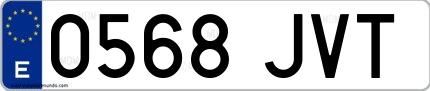 Ejemplo de matrícula española 0568 JVT