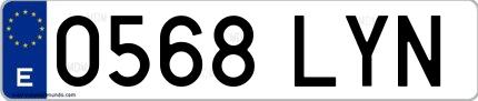 Ejemplo de matrícula española 0568 LYN