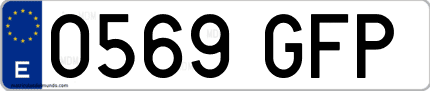 Ejemplo de matrícula de coche ordinaria 0569 GFP