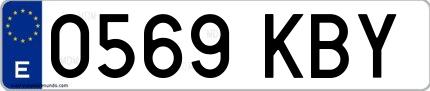 Ejemplo de matrícula española 0569 KBY