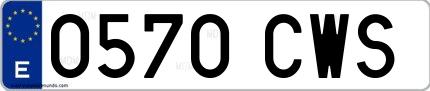 Ejemplo de matrícula española 0570 CWS