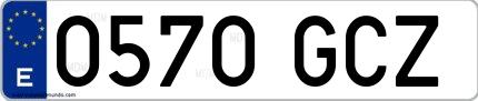 Ejemplo de matrícula española 0570 GCZ