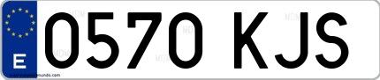 Ejemplo de matrícula española 0570 KJS