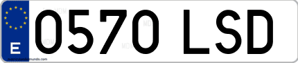 Ejemplo de matrícula de coche ordinaria 0570 LSD