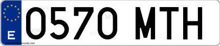 Ejemplo de matrícula de coche ordinaria 0570 MTH