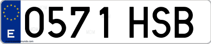 Ejemplo de matrícula de coche ordinaria 0571 HSB