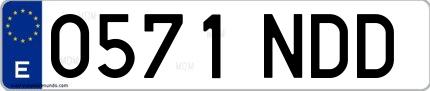 Ejemplo de matrícula española 0571 NDD