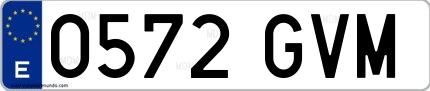 Ejemplo de matrícula española 0572 GVM