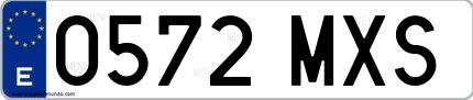 Ejemplo de matrícula española 0572 MXS