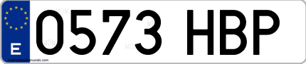 Ejemplo de matrícula de coche ordinaria 0573 HBP