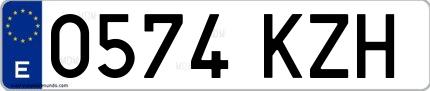 Ejemplo de matrícula española 0574 KZH