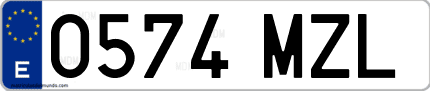 Ejemplo de matrícula de coche ordinaria 0574 MZL