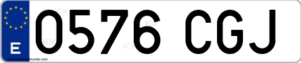 Ejemplo de matrícula de coche ordinaria 0576 CGJ