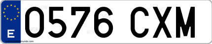 Ejemplo de matrícula de coche ordinaria 0576 CXM