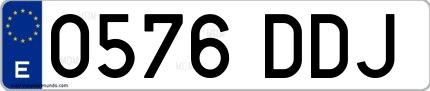 Ejemplo de matrícula española 0576 DDJ