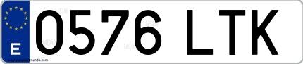 Ejemplo de matrícula española 0576 LTK