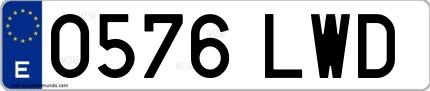 Ejemplo de matrícula española 0576 LWD