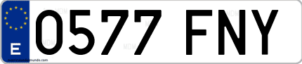Ejemplo de matrícula de coche ordinaria 0577 FNY