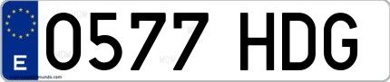 Ejemplo de matrícula española 0577 HDG