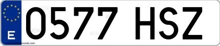 Ejemplo de matrícula española 0577 HSZ