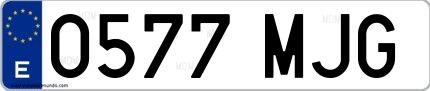 Ejemplo de matrícula española 0577 MJG
