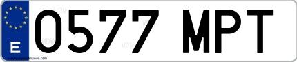 Ejemplo de matrícula española 0577 MPT