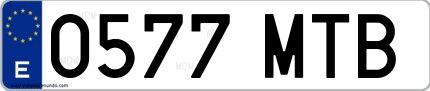 Ejemplo de matrícula española 0577 MTB