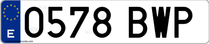 Ejemplo de matrícula de coche ordinaria 0578 BWP