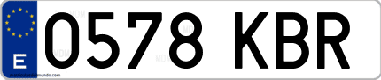 Ejemplo de matrícula de coche ordinaria 0578 KBR