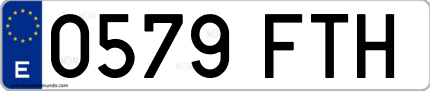Ejemplo de matrícula de coche ordinaria 0579 FTH