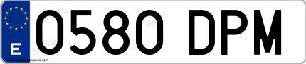 Ejemplo de matrícula española 0580 DPM