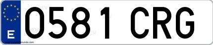 Ejemplo de matrícula española 0581 CRG